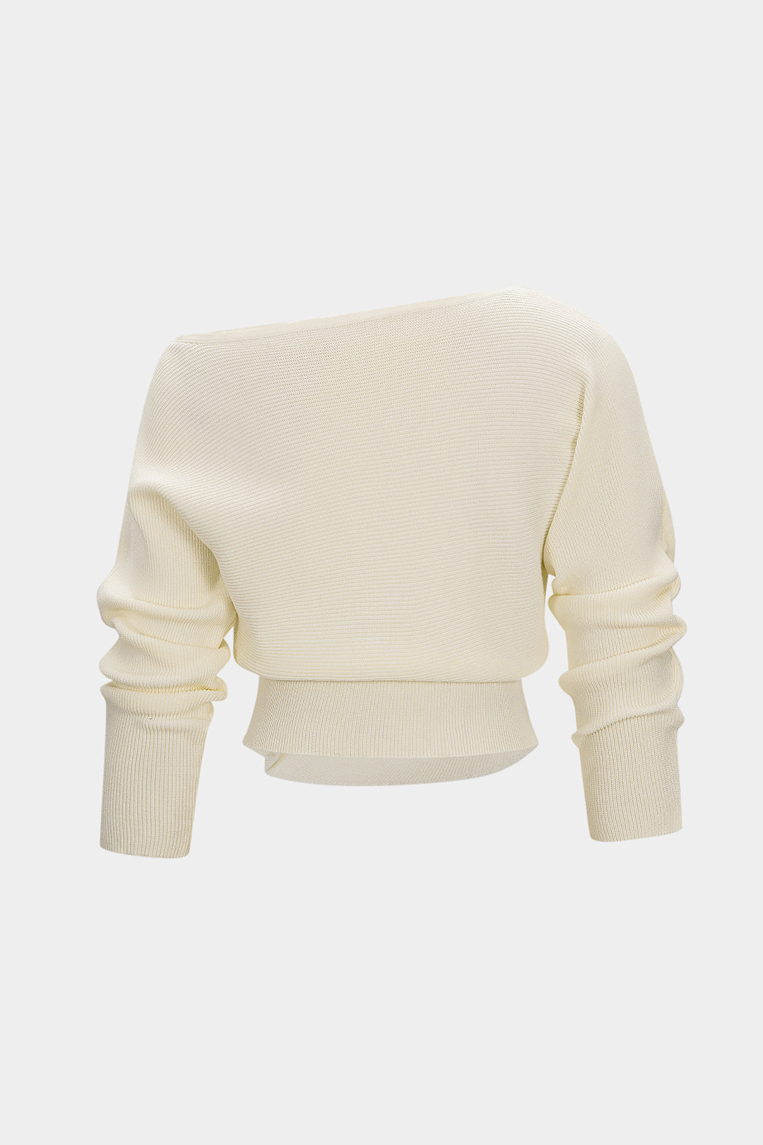 Asymmetrical Ruched Batwing Long-Sleeve Top