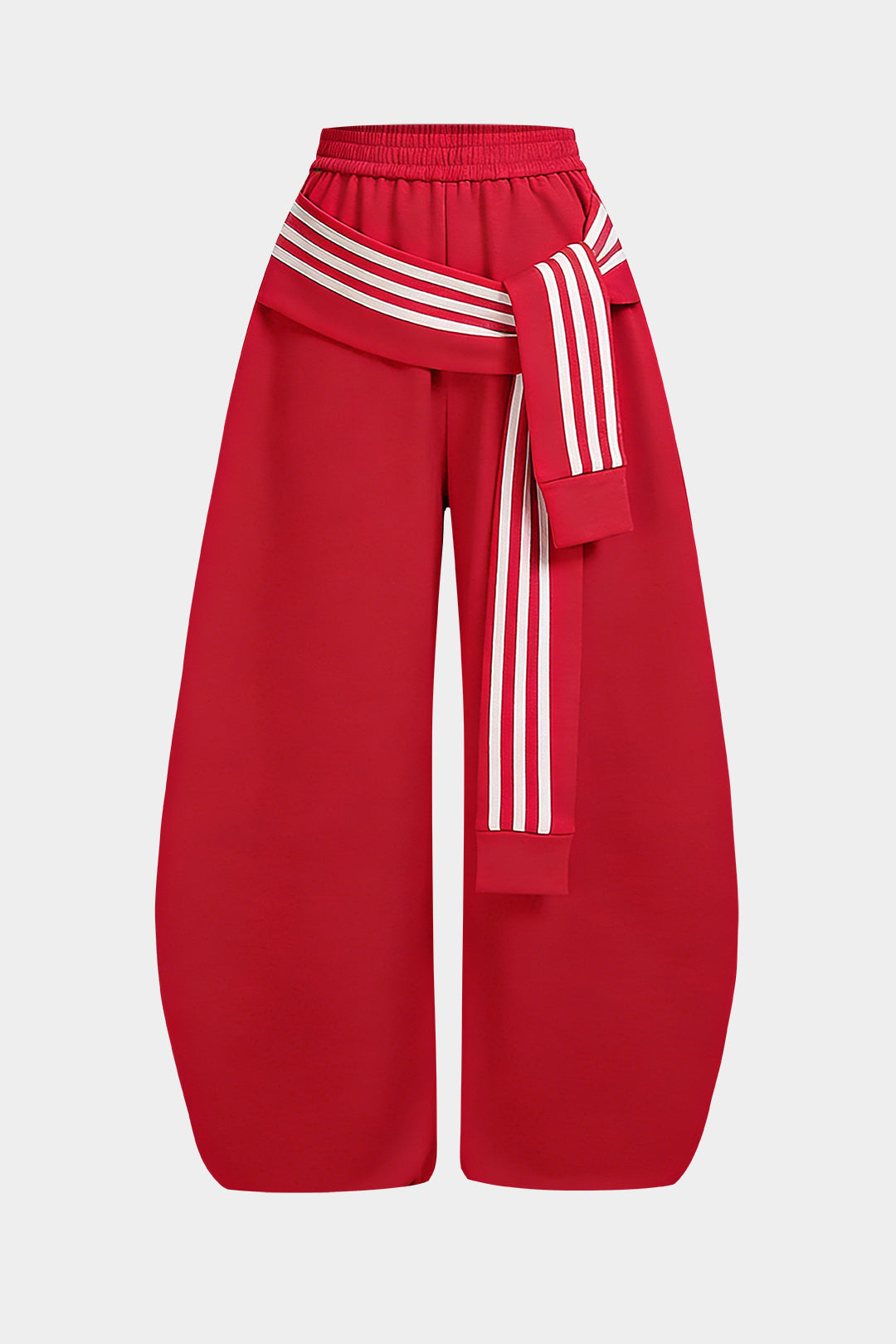 Contrast Striped Knotted High Waist Pants