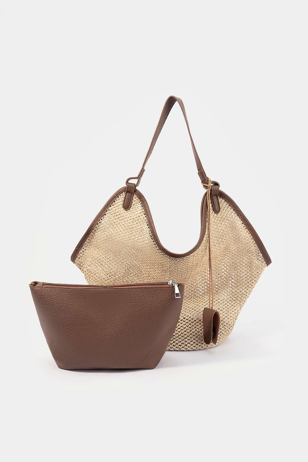 Woven Faux Leather Shoulder Bag