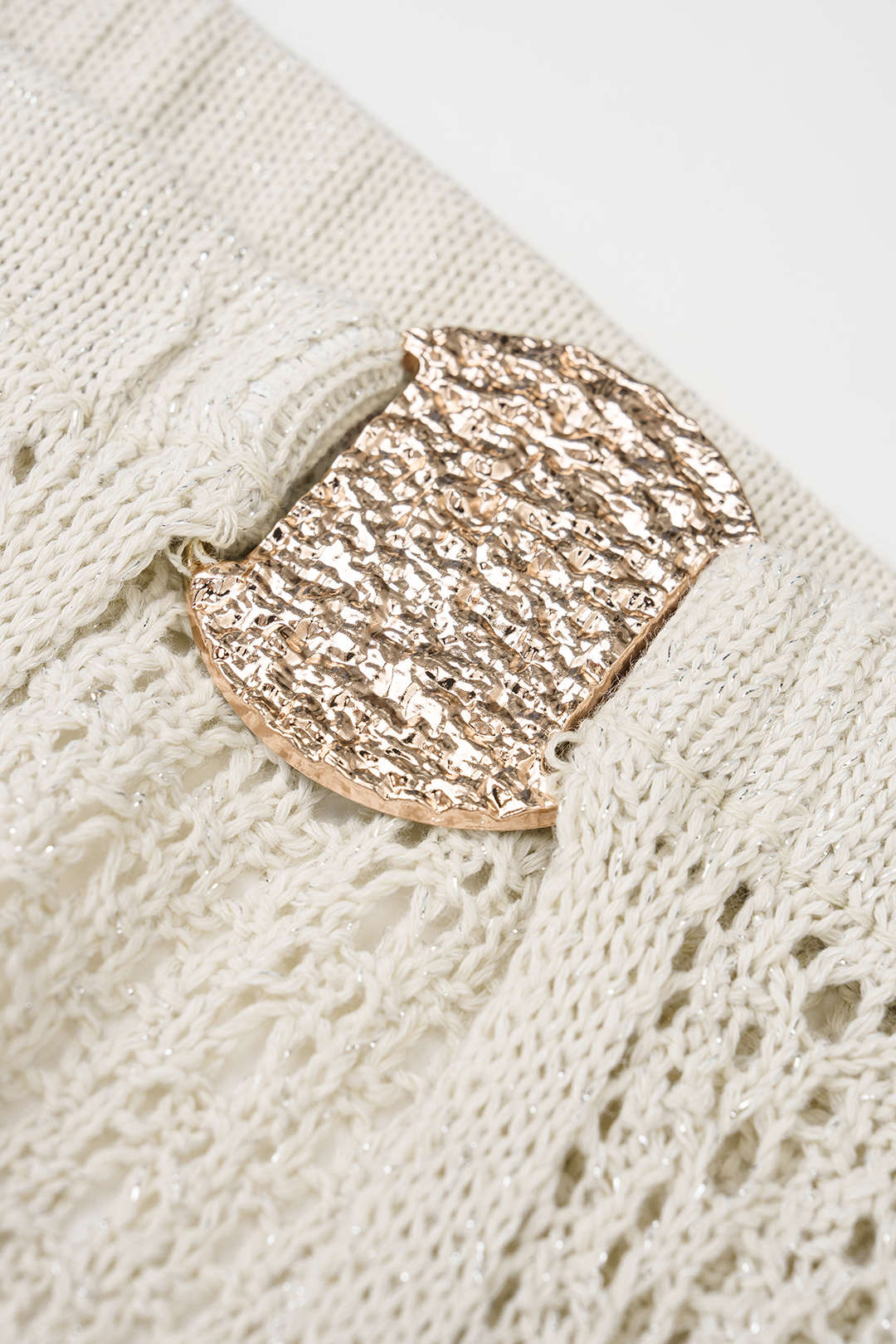 Knit Metallic Long Sleeve Tie-Up Split Cover Up