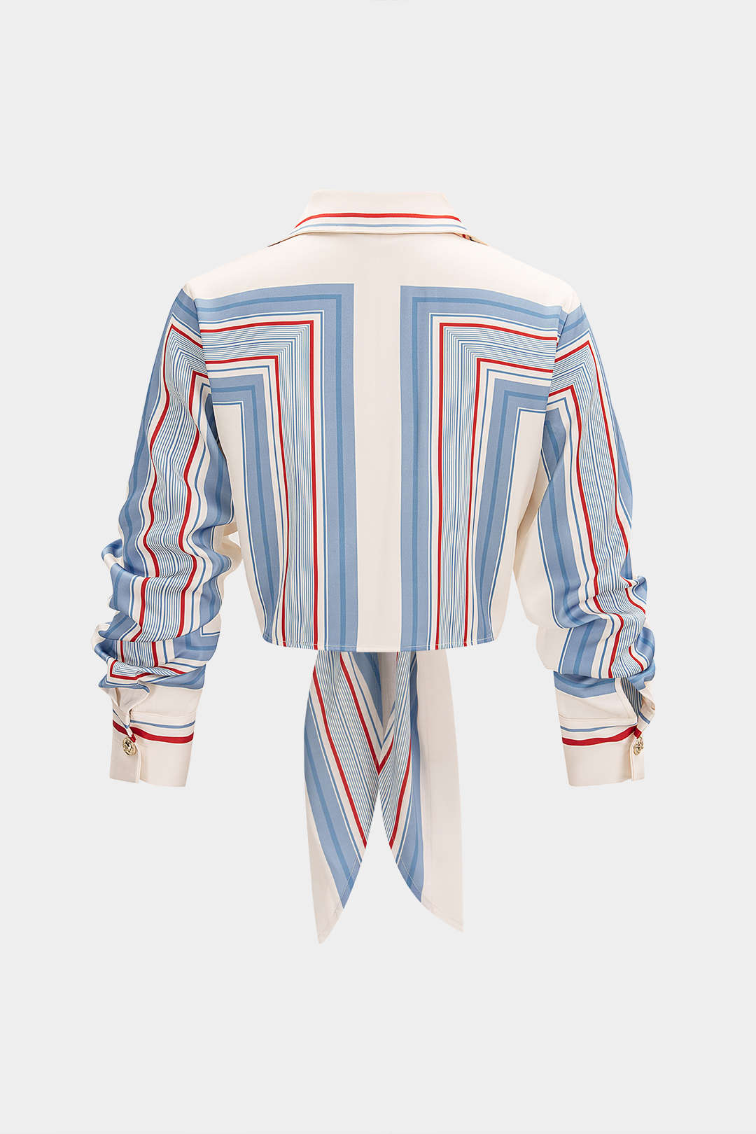 Geometric Print Tie Front Shirt