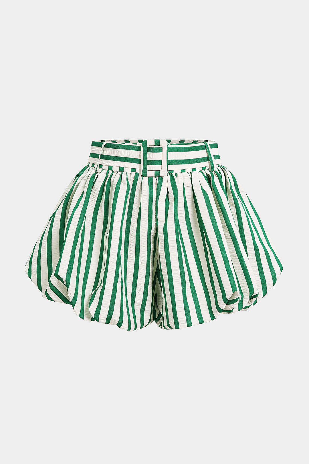 Striped Textured Ruched Shorts