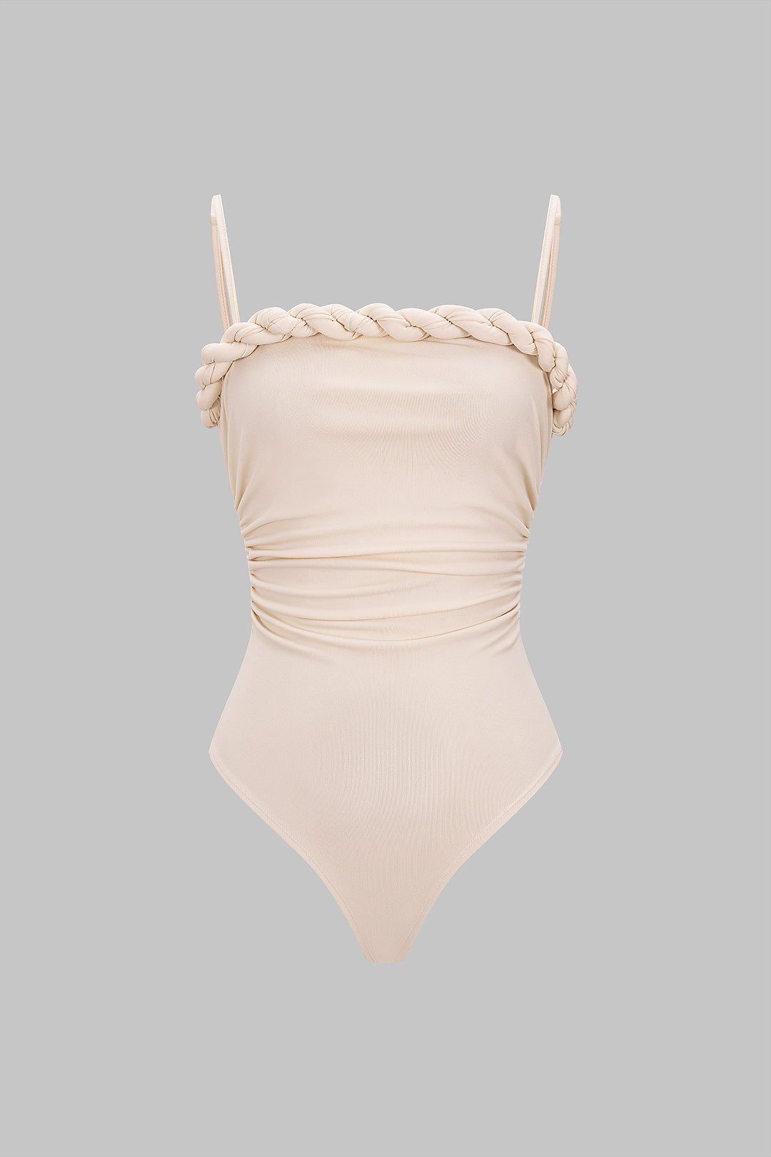 Solid Twist Knot Ruched Sleeveless Bodysuit