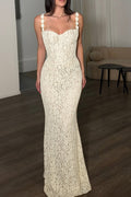 Patchwork Lace Flower Applique Sleeveless Slip Maxi Dress