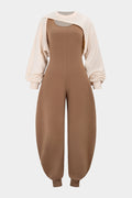 Solid Long-Sleeve Top And Sleeveless Jumpsuit Set