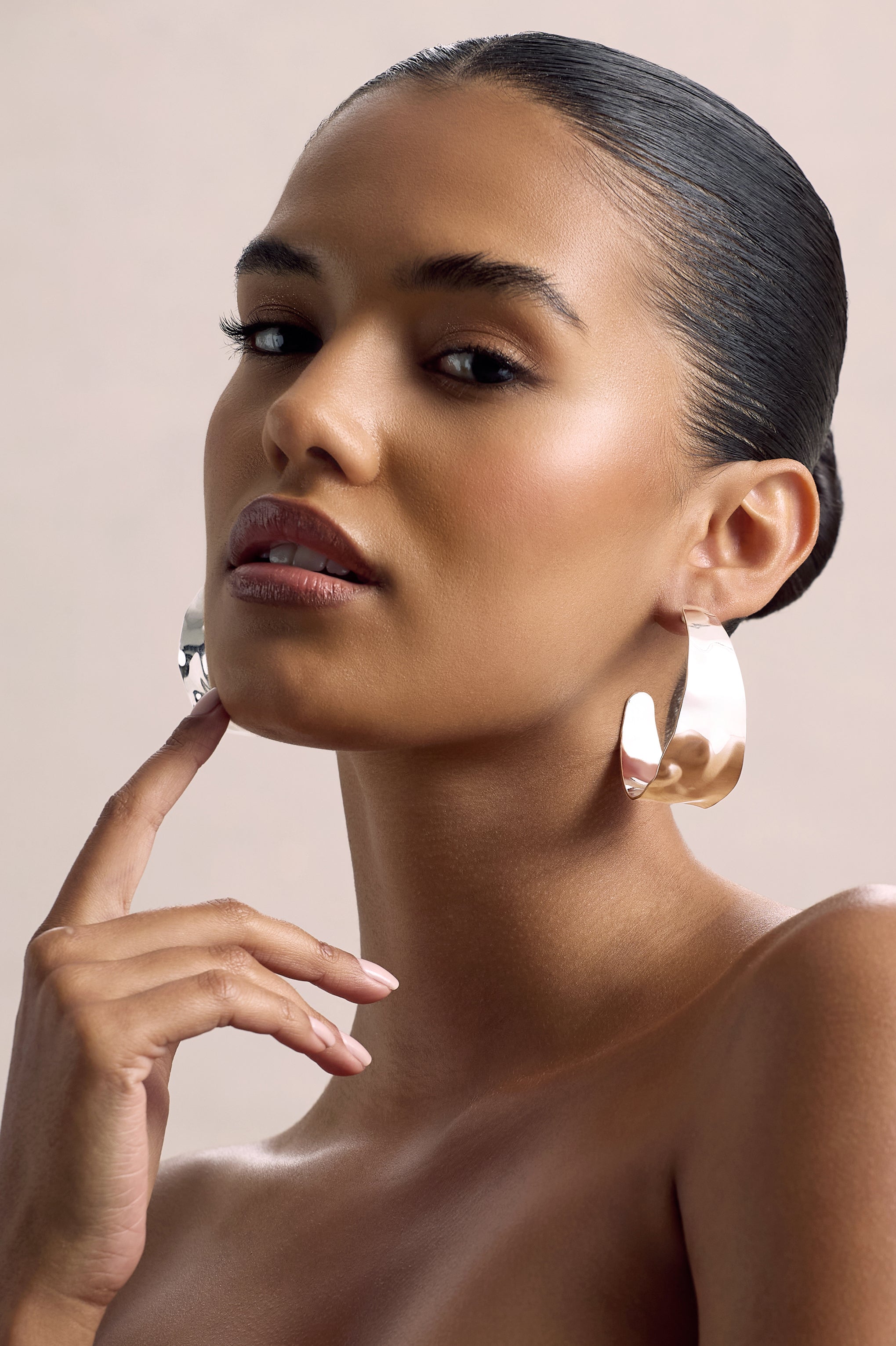 Splendor | Silver Textured Chunky Hoop Earrings