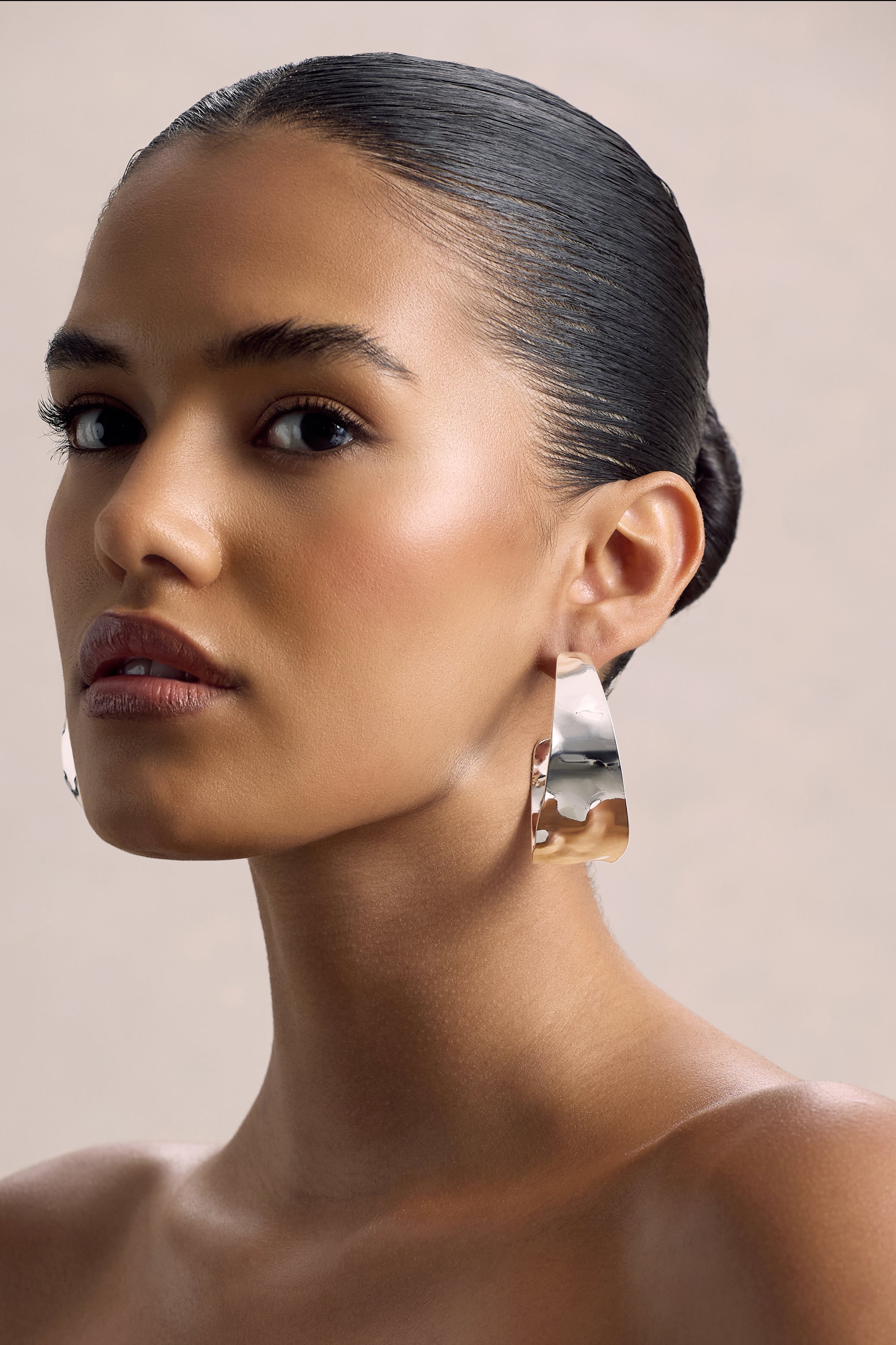 Splendor | Silver Textured Chunky Hoop Earrings