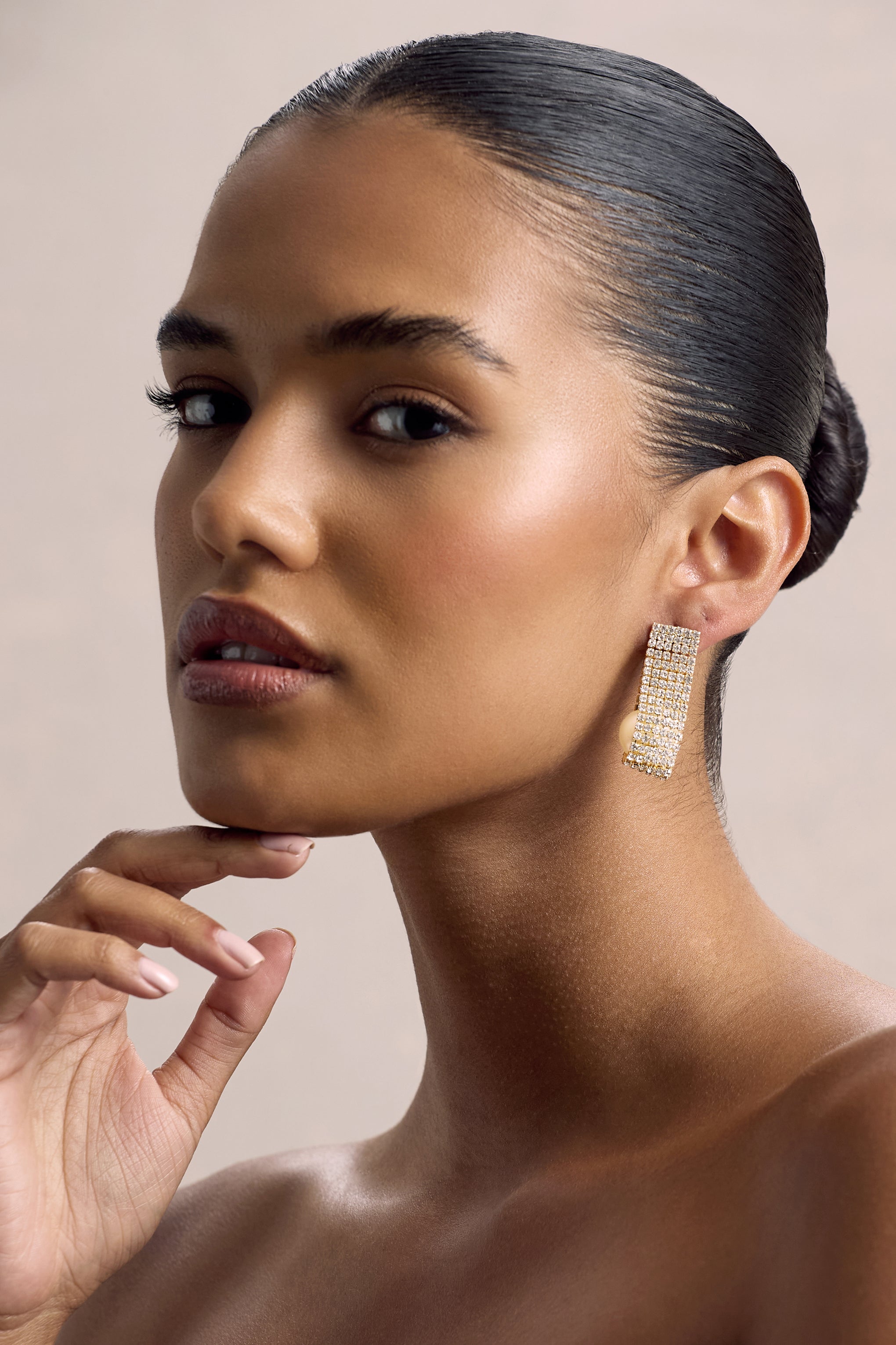 Lumen | Gold Diamante Pearl Statement Earrings