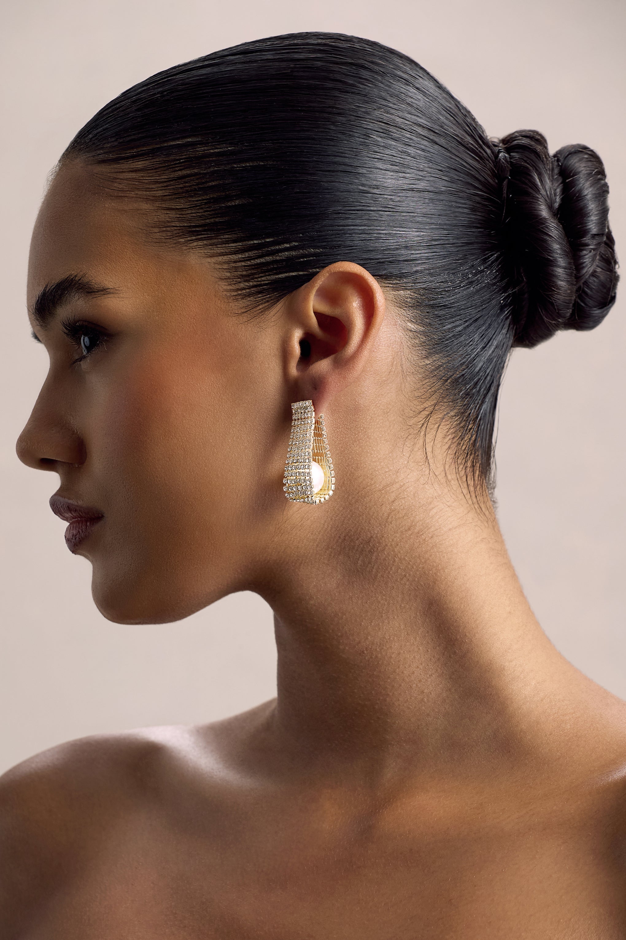 Lumen | Gold Diamante Pearl Statement Earrings