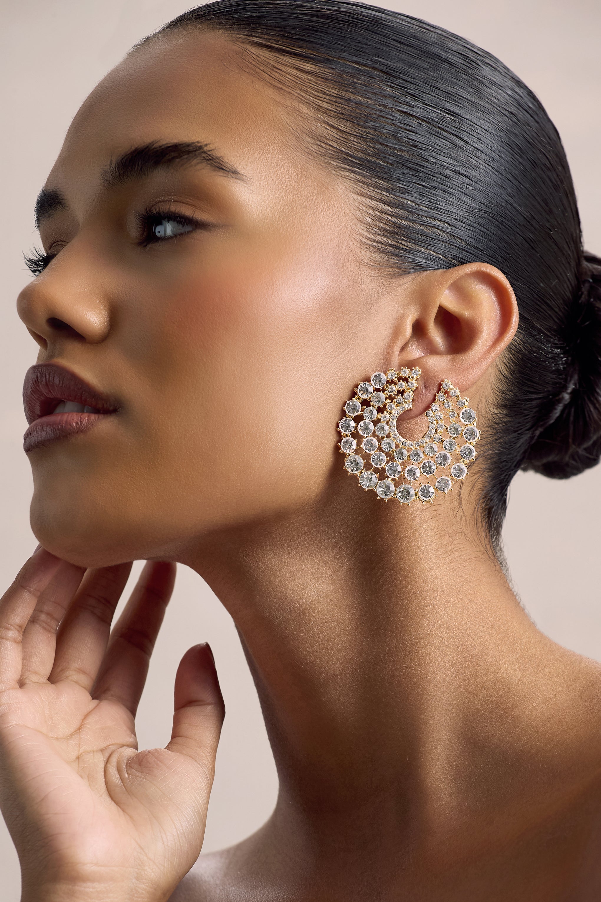Sparkler | Gold Diamante Statement Circle Earrings
