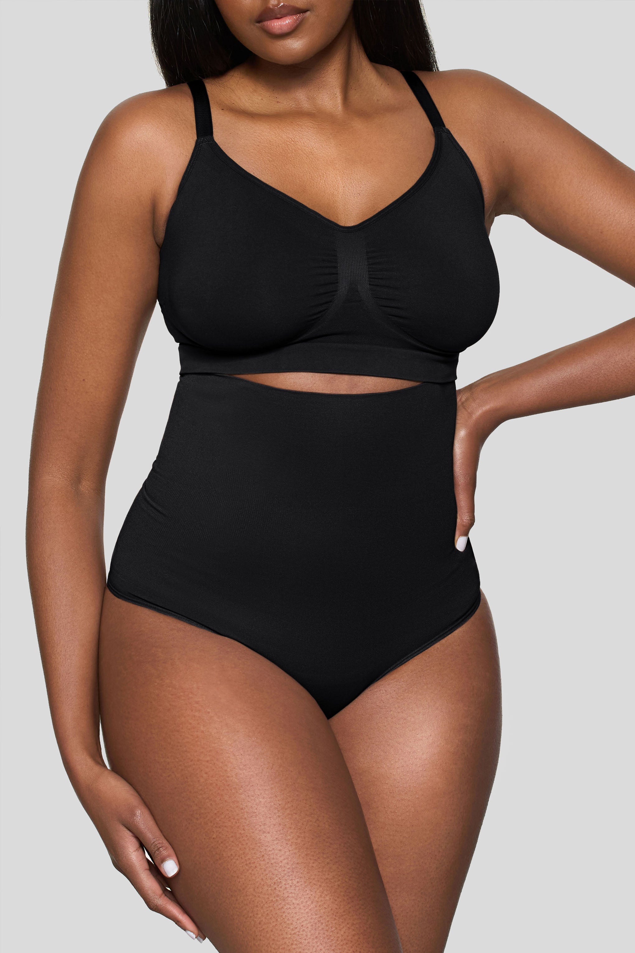 BOOMBA | Black High-Waisted Thong Shapewear