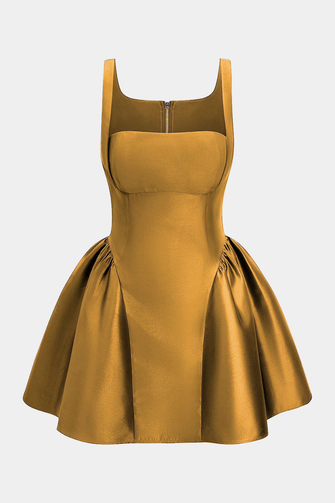 Satin Puff Hem Sleeveless Mini Dress