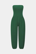Solid Ruched Strapless Jumpsuit