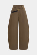 Asymmetrical Metallic Decor Barrel Trousers