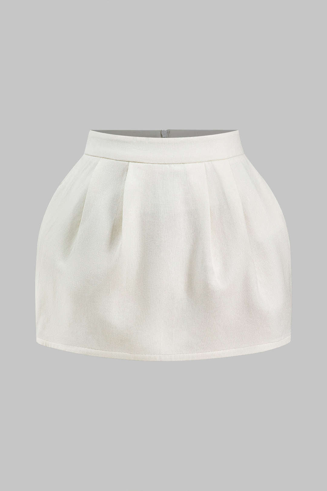 Linen Ruched Zipper Skirt