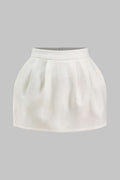 Linen Ruched Zipper Skirt