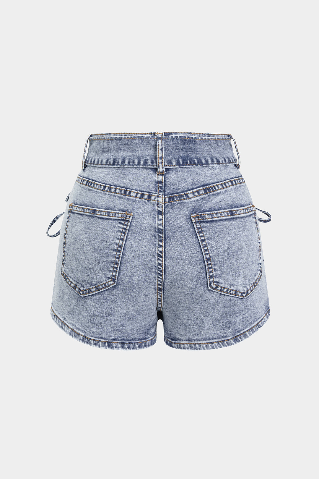 Denim Belted Tie-Up High Waist Shorts