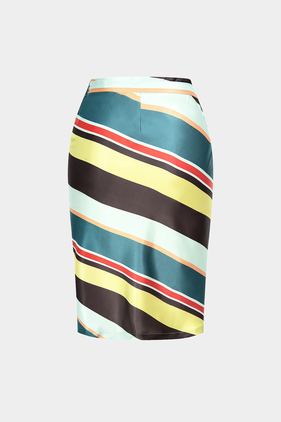 Stripes Contrast Print Satin High Waist Tie-Up Skirt