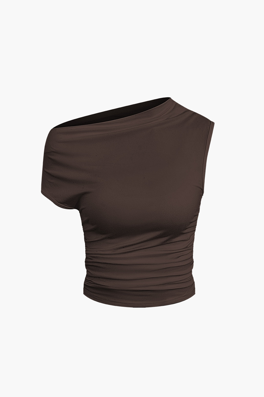 Basic Asymmetrical Ruched Crop Top And Tie Mini Skirt Set