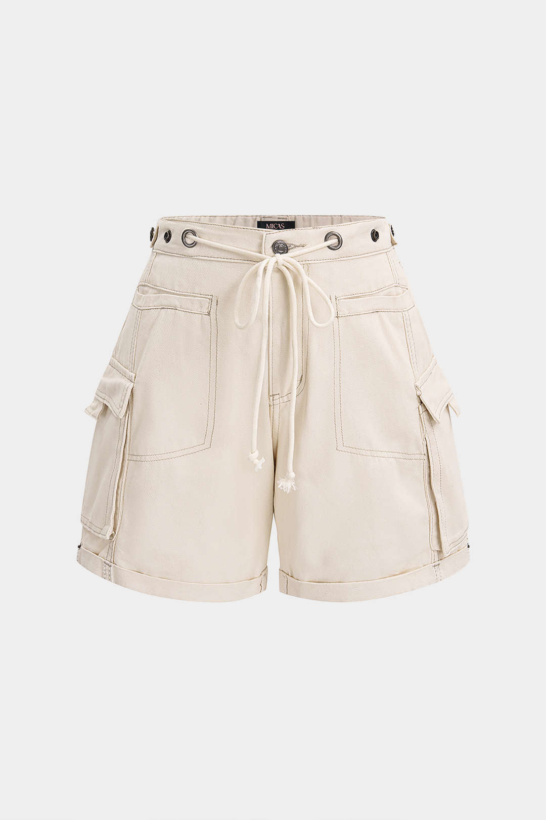 Denim Belted Pocket Shorts