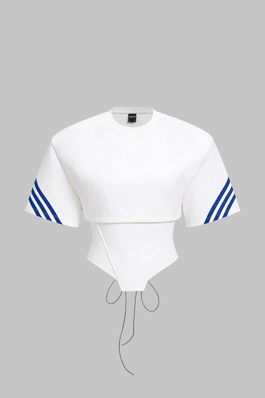 Striped Round Neck Tie Back Cut Out Short Sleeve T-shirt