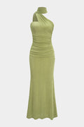 Solid High Waist Strapless Sleeveless Maxi Dress