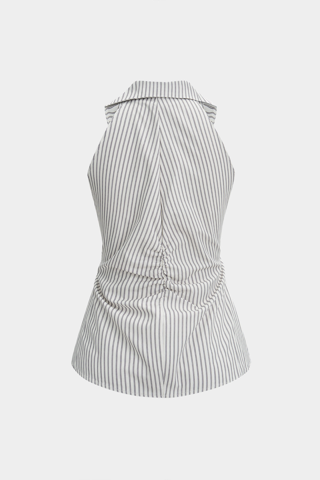 Stripes Print Lapel Asymmetrical Tank Top