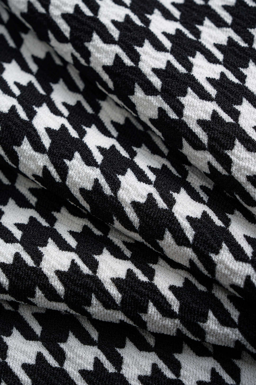 Houndstooth Print High Waist Button Wide Leg Pants