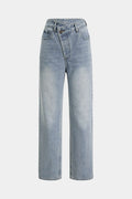 Asymmetric Waist Straight Leg Jeans