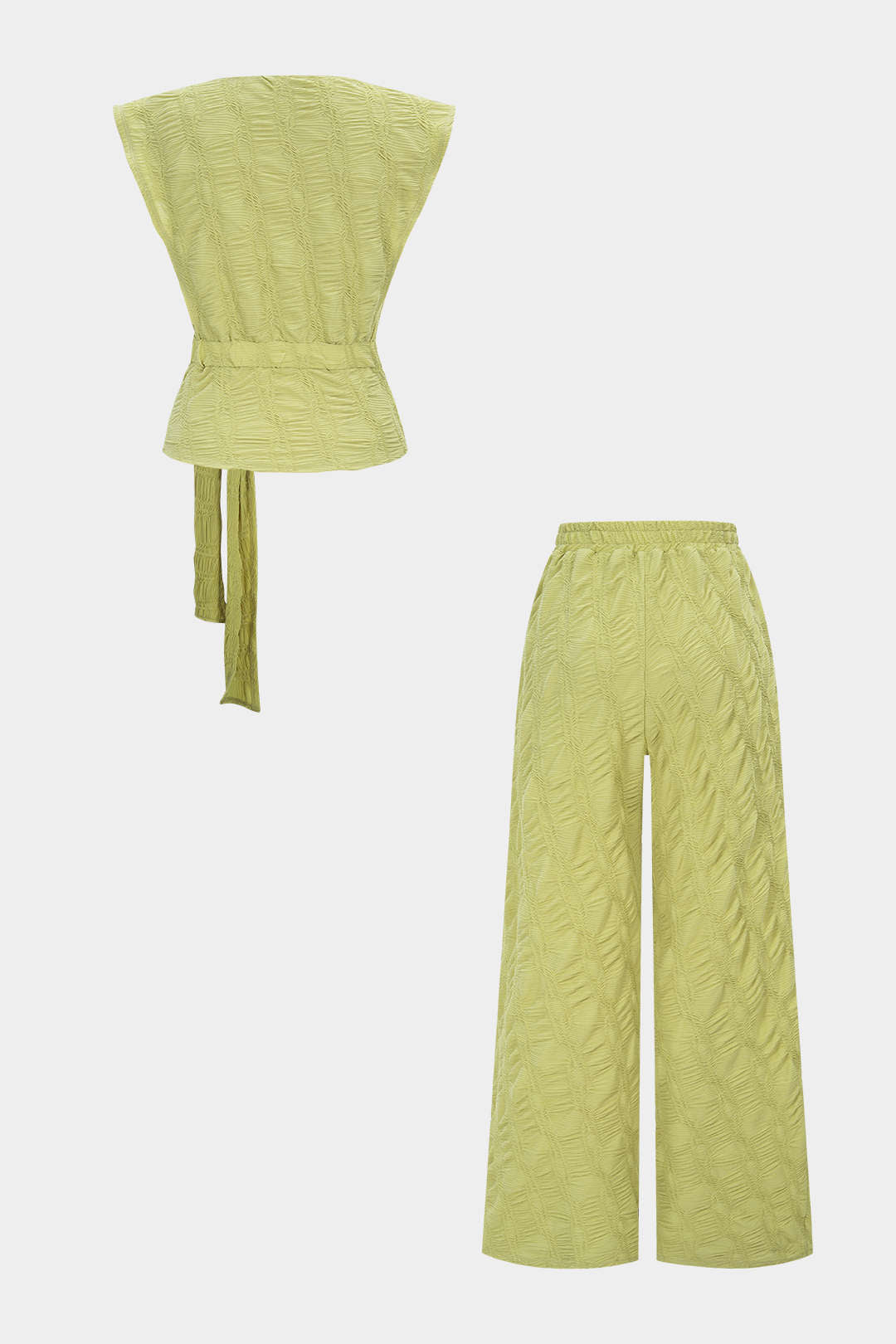 V-Neck Tie Up Tank Top And Wide-Leg Pants Set