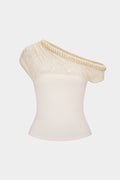 Lace Patchwork Twist Knot One Shoulder Sleeveless Top