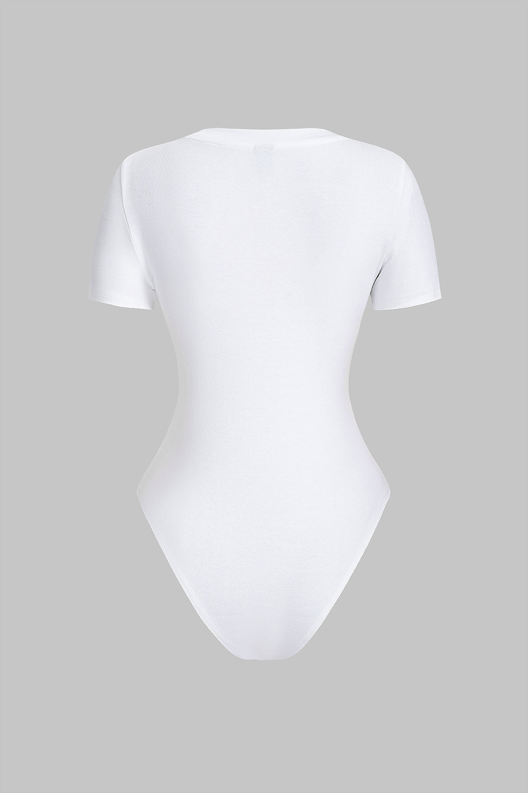 Patchwork Lace Trim Round Neck Short Sleeve Bodysuit