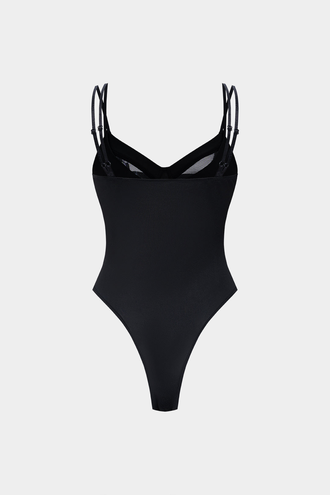 Patchwork Mesh V-Neck Sleeveless Bodysuit