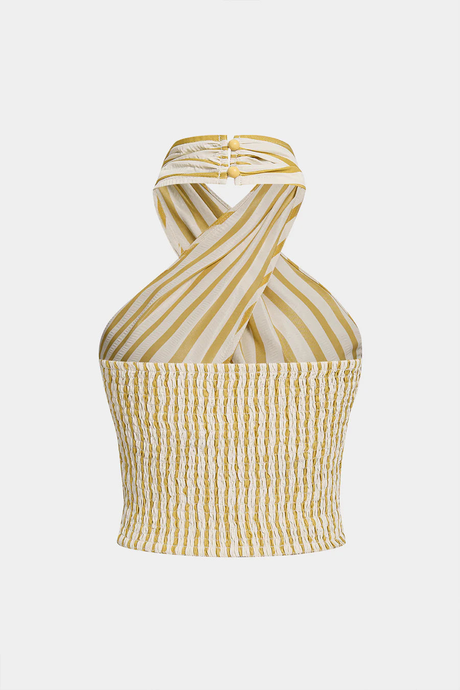Stripes Print Crossed Halter Neck Cut Out Tank Top