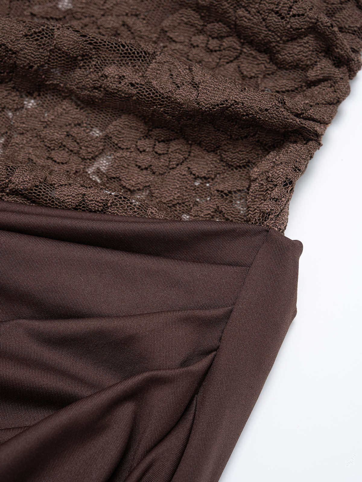 Lace Patchwork Off Shoulder Ruched Long Sleeve Maxi Dress