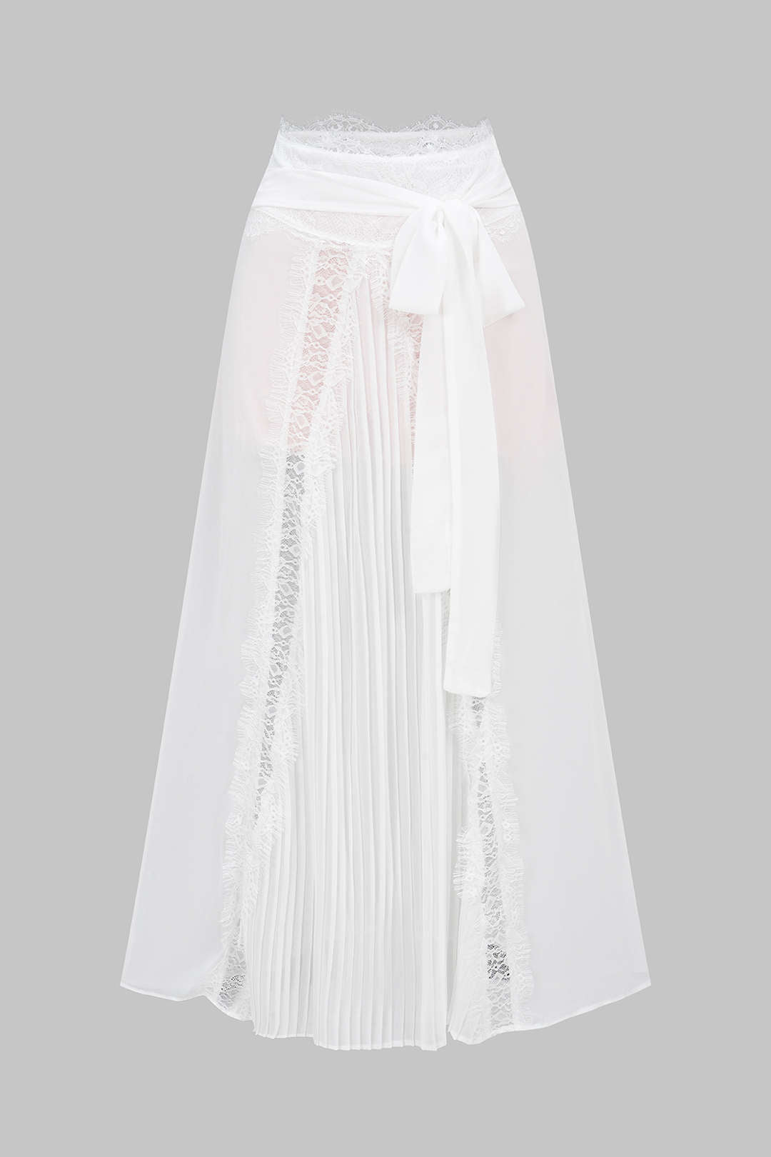 Lace Tie-Up Pleated Skirt