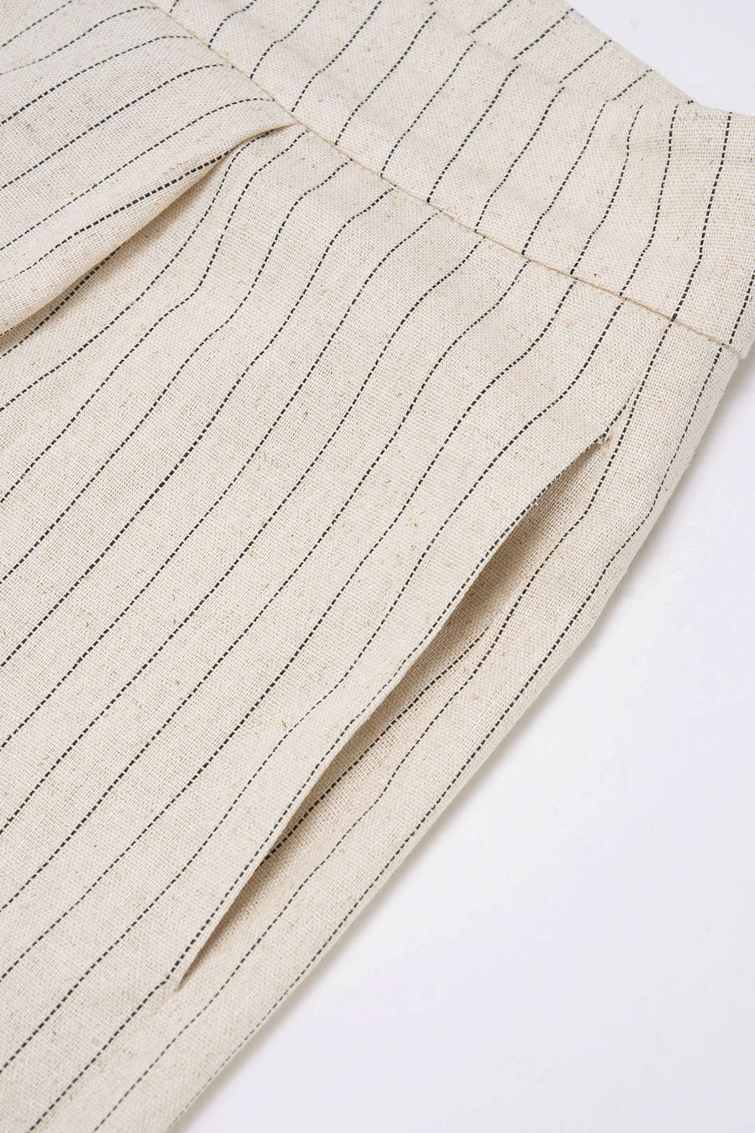 Stripes Print Linen Notched Lapel Tie Back Blazer And Wide Leg Pants Set