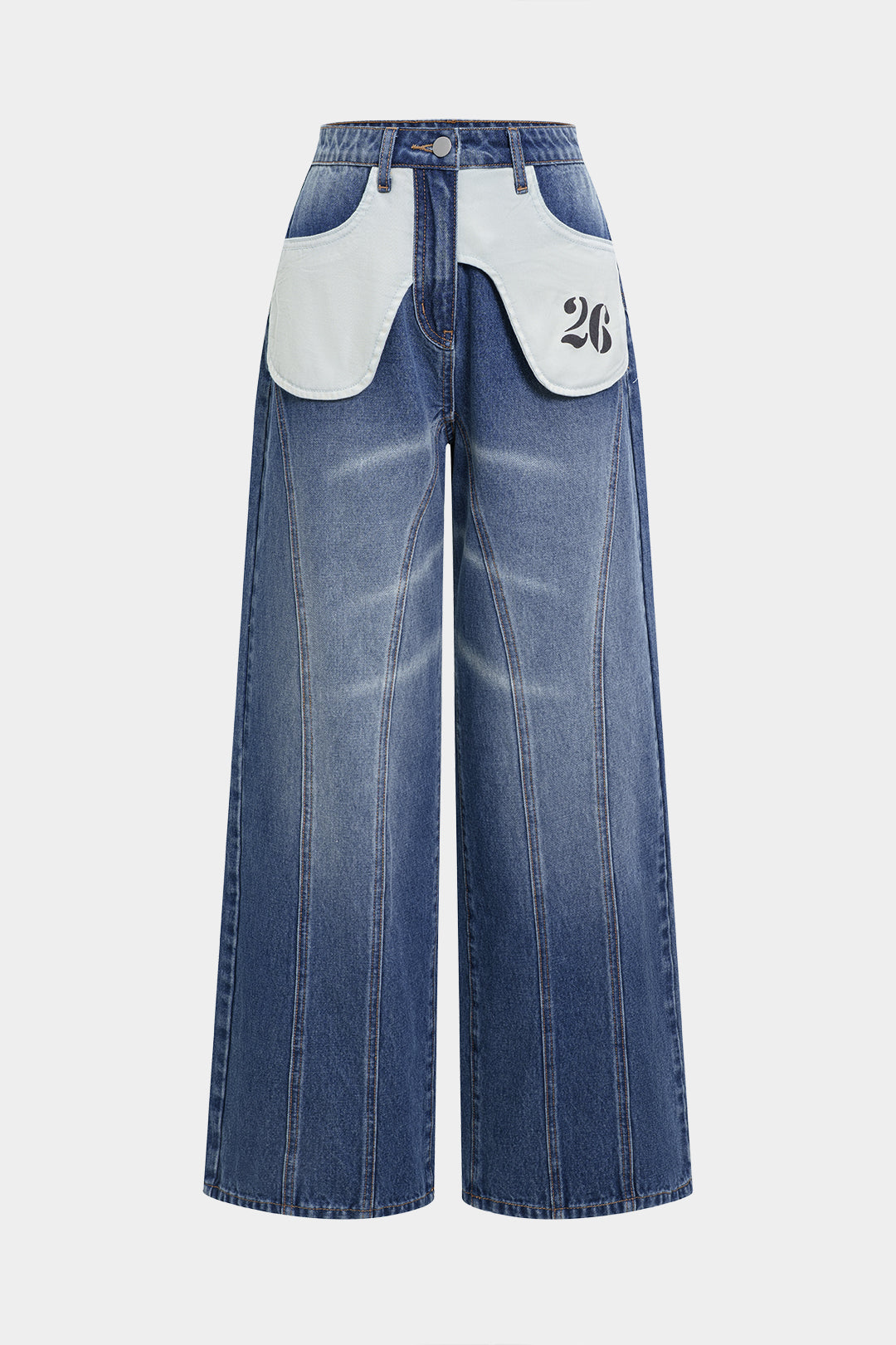 Denim Patchwork High Waist Jeans