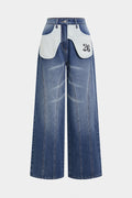 Denim Patchwork High Waist Jeans