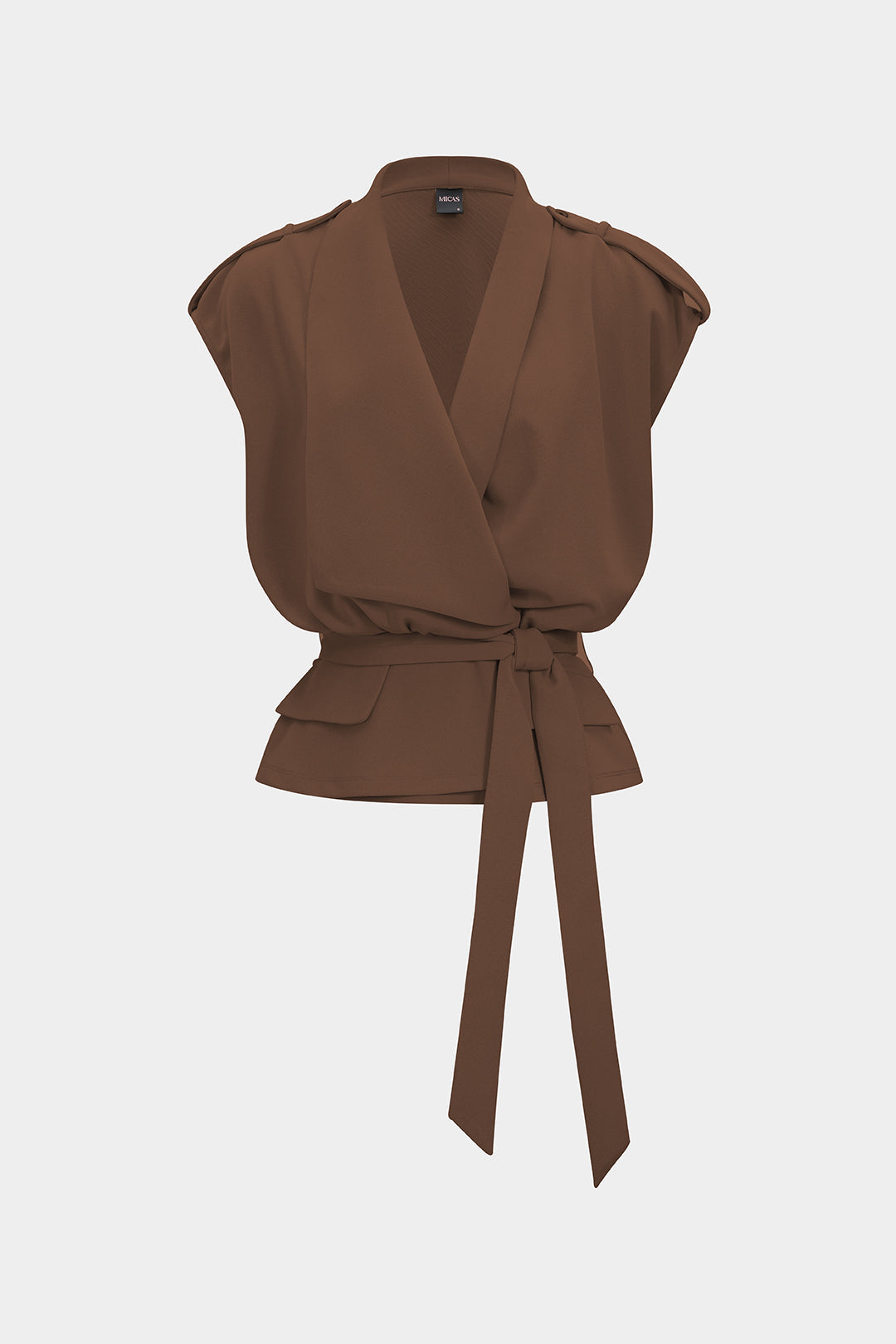 Linen Tie Front Asymmetrical Vest