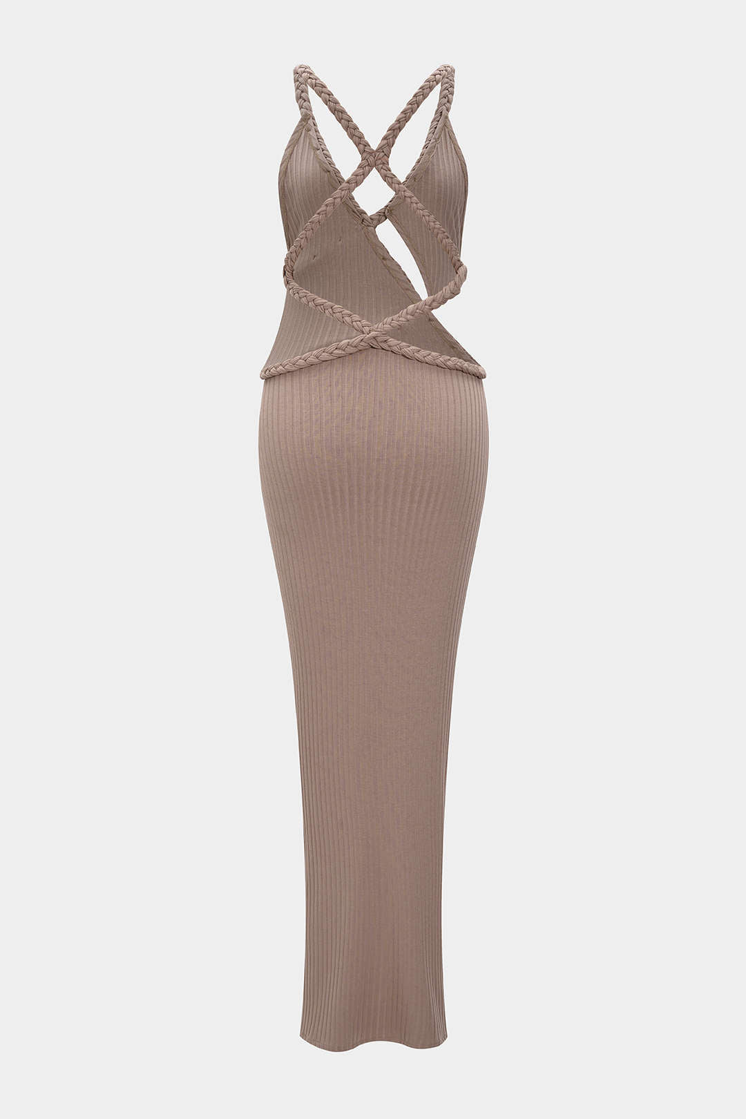 Asymmetrical Braided Backless Sleeveless Maxi Dress