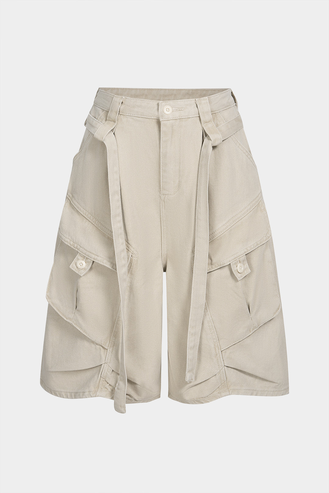 Denim Belted Pocket Shorts