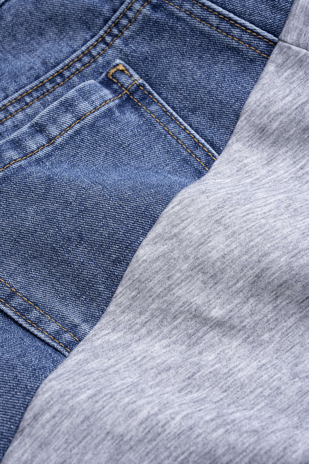 Denim Patchwork Drawstring Jeans