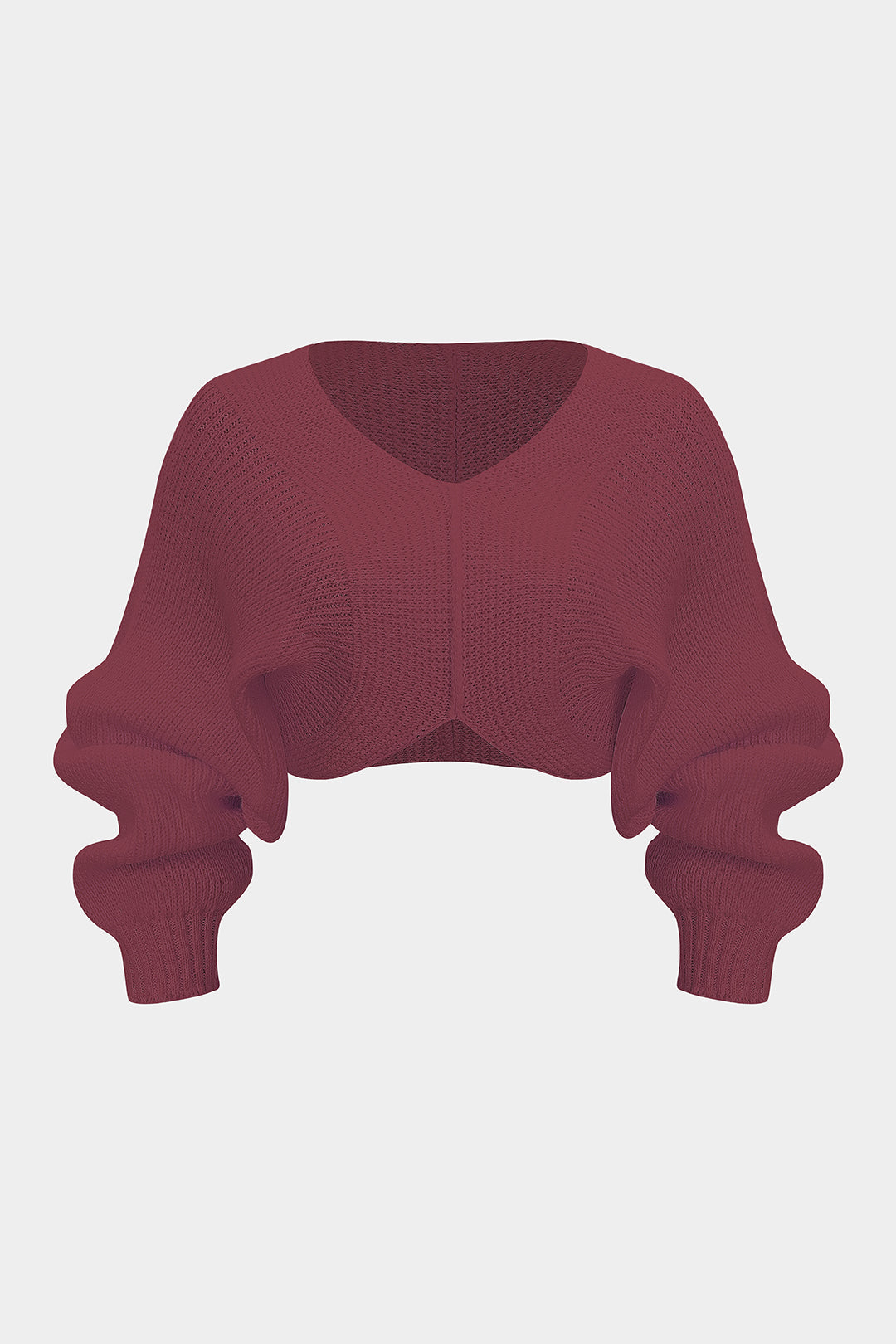 Knit V-Neck Long-Sleeve Top