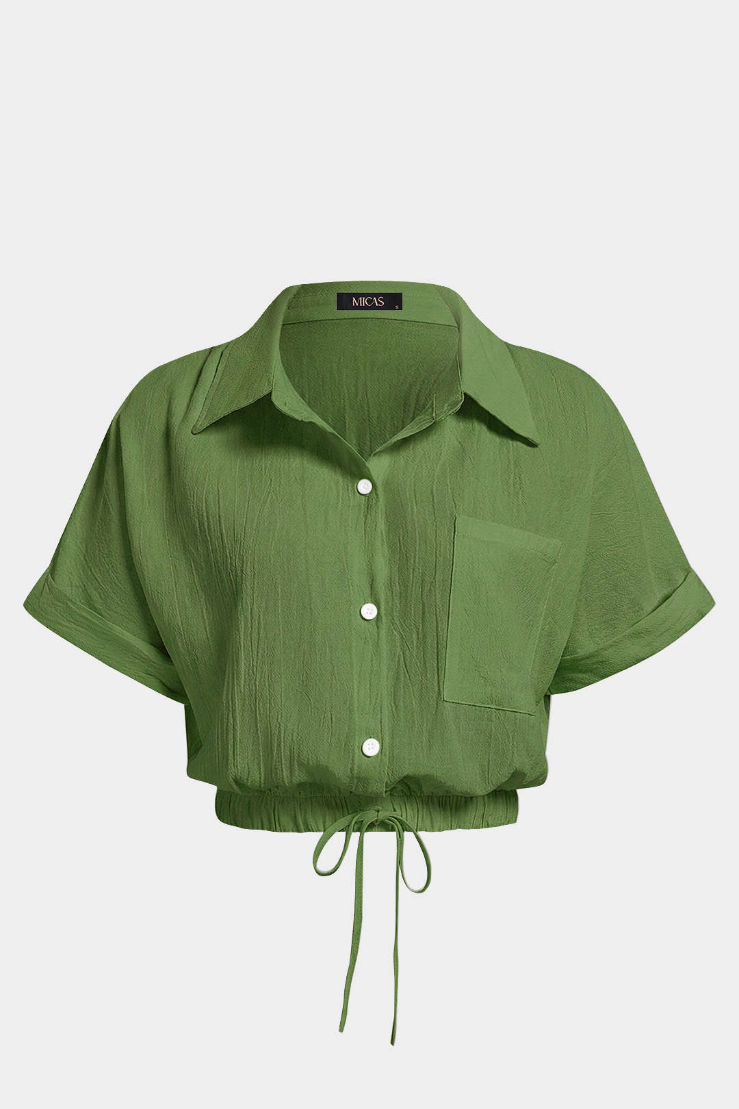 Lapel Drawstring Short-Sleeve Shirt