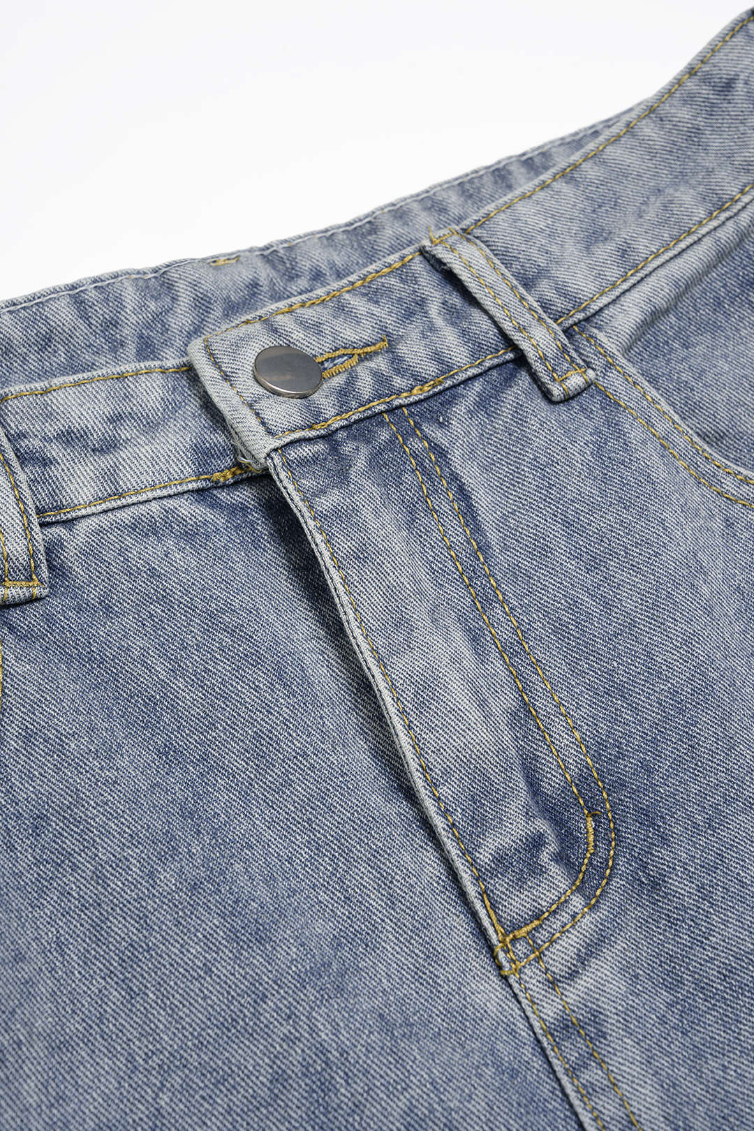 Denim Frayed Pocket Wide Leg Jeans