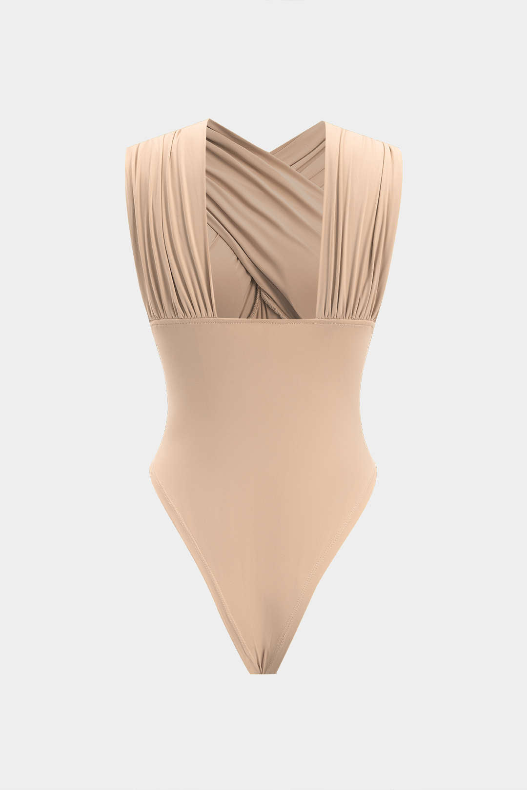 Ruched Crossed Backless Bustier Bodysuit