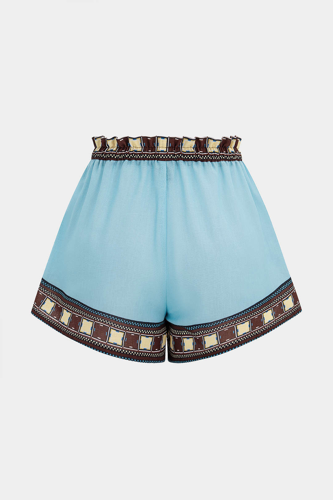 Geometric Print Linen Drawstring Shorts