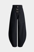 Denim Metallic Barrel Jeans