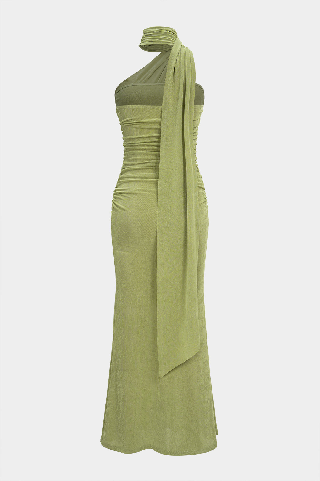 Solid High Waist Strapless Sleeveless Maxi Dress
